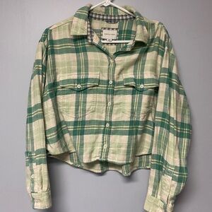 American Eagle Outfitters Green Plaid Utility Jacket
